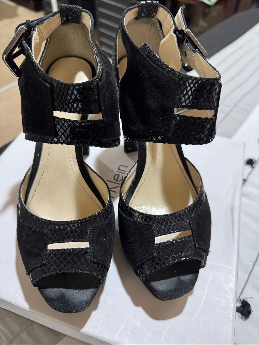 Calvin Klein Maylee Chunky Platform Sandal featuring a kid suede upper